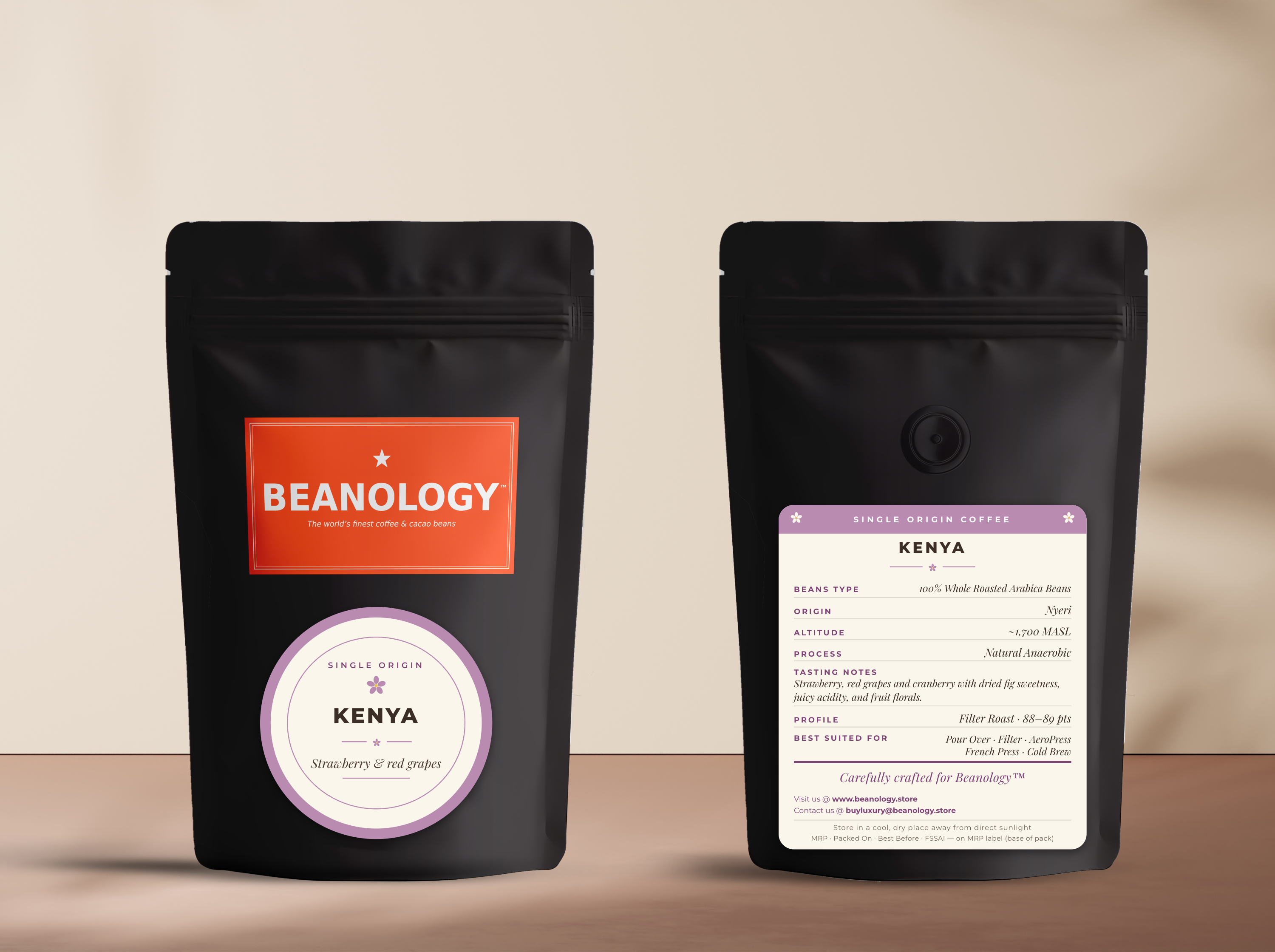 Beanology World Collection gift set — Kenya, Nyeri single origin, 100g whole roasted arabica beans
